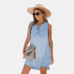 Women's Denim V-Neck Mini Dress - Cupshe -Modish Ink Sales GUEST c89d885b c19a 4d86 b8d8 d15809b93830