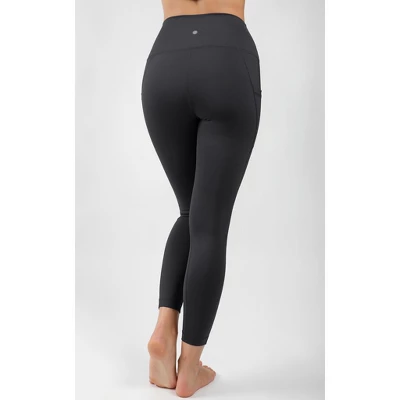 Yogalicious - Women's Carbon Lux High Waist Elastic Free Side Pocket 7/8 Ankle Legging 4 Yogalicious - Women's Carbon Lux High Waist Elastic Free Side Pocket 7/8 Ankle Legging - Image 2