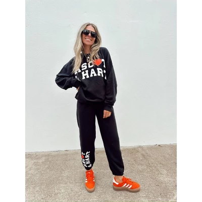 Women's Ascot + Hart Fleece Heart Graphic Joggers - Black 5 Women's Ascot + Hart Fleece Heart Graphic Joggers - Black - Image 3