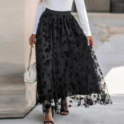 Women's Floral Embroidery Mesh High Waist Skirt - Cupshe -Modish Ink Sales GUEST ce940e88 a6ce 4515 af98 dd0d19904511