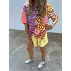 Women's Ascot + Hart Graphic Pull-On Shorts - Yellow -Modish Ink Sales GUEST d3f74104 80bc 4f4b a68a 1107dde44c9f