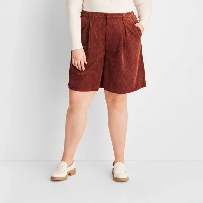 Women's Cord Oversized Trouser Shorts - Future Collective™ With Reese Blutstein Rust 6 Women's Cord Oversized Trouser Shorts - Future Collective™ With Reese Blutstein Rust - Image 4