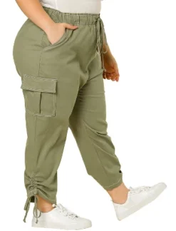Agnes Orinda Women's Plus Size Drawstring Elastic Waist Cargo Pants With Pockets -Modish Ink Sales GUEST d5bd48fc 6861 4eca 8f7b 7f1122264306
