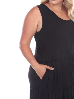 Women's Plus Size Scoop Neck Tiered Midi Dress - White Mark 3 Women's Plus Size Scoop Neck Tiered Midi Dress - White Mark