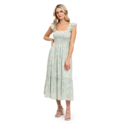 August Sky Women's Smocked Floral Midi Dress -Modish Ink Sales GUEST daccade8 1fec 47be a165 abb362782ad5