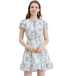 Allegra K Women's Ruffle Sleeve Self-Tie V Neck Above Knee Ruffled A-Line Floral Chiffon Dress 20 Allegra K Women's Ruffle Sleeve Self-Tie V Neck Above Knee Ruffled A-Line Floral Chiffon Dress -Modish Ink Sales GUEST db48d56a a3dd 4714 be97 a4168b6ef047