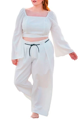 ELOQUII Women’s Plus Size Tie Detail Wide Leg Pants 3 ELOQUII Women’s Plus Size Tie Detail Wide Leg Pants