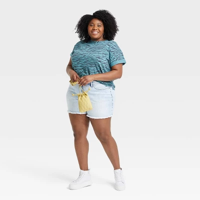 Women's Plus Size Mid-Rise Jean Shorts - Ava & Viv™ 4 Women's Plus Size Mid-Rise Jean Shorts - Ava & Viv™ - Image 2