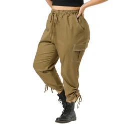 Agnes Orinda Women's Plus Size Drawstring Elastic Waist Cargo Pants With Pockets -Modish Ink Sales GUEST dc424263 4037 42f4 b0e3 90e454ed8db7
