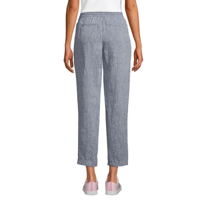 Lands' End Women's High Rise Pull On Tie Waist Linen Crop Pants 3 Lands' End Women's High Rise Pull On Tie Waist Linen Crop Pants