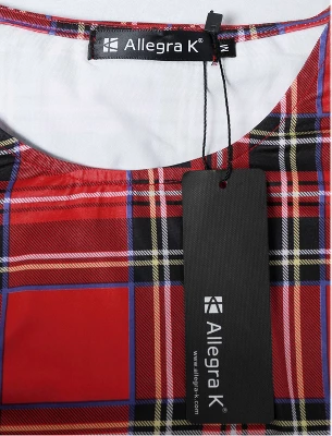 Allegra K Women's Summer Plaid Dresses Mini A-Line Sleeveless Fit And Flare Dress 8 Allegra K Women's Summer Plaid Dresses Mini A-Line Sleeveless Fit And Flare Dress - Image 6