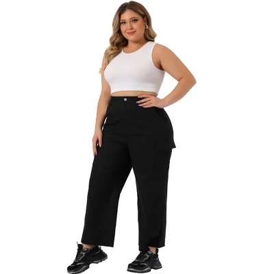 Agnes Orinda Women's Plus Size Elastic Waist Pockets Outdoor Workout Cargo Pants 4 Agnes Orinda Women's Plus Size Elastic Waist Pockets Outdoor Workout Cargo Pants - Image 2