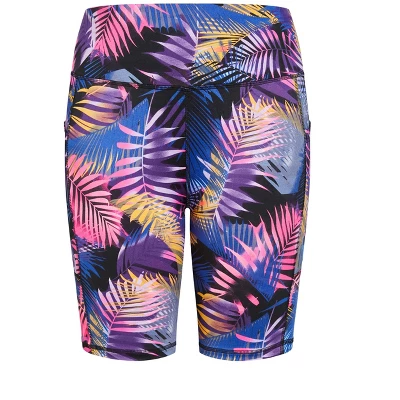 Women's Plus Size Print Bike Short - Coral Palm | AVENUE LEISURE 4 Women's Plus Size Print Bike Short - Coral Palm | AVENUE LEISURE - Image 2