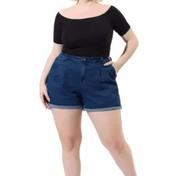 Agnes Orinda Women's Plus Size Jean Short Zipper Roll Up Hem Stretched Denim Shorts -Modish Ink Sales GUEST e4a6e923 0d98 4a73 a087 0bb584d7ee7a