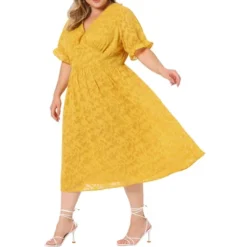 Agnes Orinda Women's Plus Size Elegant Lace Floral Ruffle Short Sleeve V Neck Trendy Midi Dresses -Modish Ink Sales GUEST e4c6cfca 0d53 44e1 bc42 e5e75ed04c71
