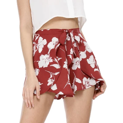 Allegra K Women's Summer Beach Casual Elastic Waist Floral Shorts 3 Allegra K Women's Summer Beach Casual Elastic Waist Floral Shorts