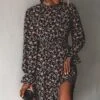 Women's Ditsy Floral Long Sleeve A-Line Mini Dress Smocked Dress - Cupshe - Black -Modish Ink Sales GUEST f0c92ca9 81c4 431f 9244 d89afb808bde
