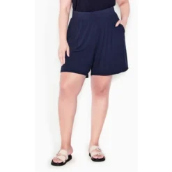 Women's Plus Size Alisha Knit Short - Navy | AVENUE -Modish Ink Sales GUEST f1fdda38 24e4 4564 9c54 9e713957f191