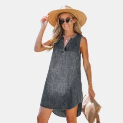 Women's Denim V-Neck Mini Dress - Cupshe -Modish Ink Sales GUEST f343652c 6253 4402 80d3 d8754c08b0e0