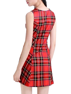 Allegra K Women's Summer Plaid Dresses Mini A-Line Sleeveless Fit And Flare Dress 3 Allegra K Women's Summer Plaid Dresses Mini A-Line Sleeveless Fit And Flare Dress