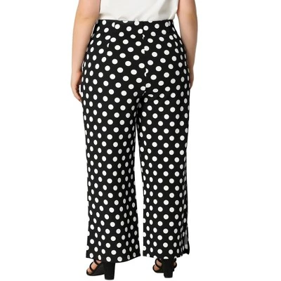 Agnes Orinda Women's Plus Size Formal Palazzo Polka Dots Wide Leg High Rise Wide Leg Pants 5 Agnes Orinda Women's Plus Size Formal Palazzo Polka Dots Wide Leg High Rise Wide Leg Pants - Image 3