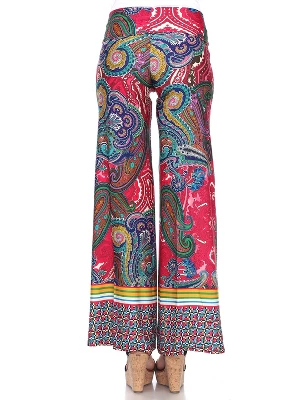Women's Paisley Printed Palazzo Pants - White Mark 4 Women's Paisley Printed Palazzo Pants - White Mark - Image 2