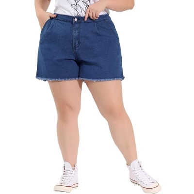 Agnes Orinda Women's Plus Size Denim Jumpsuit Shorts Fray Pocket Overalls Short Pants 3 Agnes Orinda Women's Plus Size Denim Jumpsuit Shorts Fray Pocket Overalls Short Pants