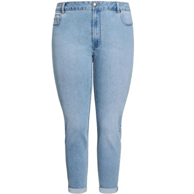 Women's Plus Size Stretch Girlfriend Jean Light Wash - Tall | AVENUE 4 Women's Plus Size Stretch Girlfriend Jean Light Wash - Tall | AVENUE - Image 2