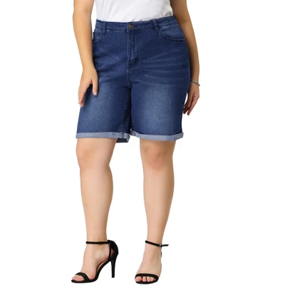 Agnes Orinda Women's Plus Size Jeans Casual Slash Pockets Washed Denim Shorts 3 Agnes Orinda Women's Plus Size Jeans Casual Slash Pockets Washed Denim Shorts