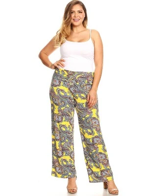 Women's Plus Size Paisley Printed Palazzo Pants - White Mark 8 Women's Plus Size Paisley Printed Palazzo Pants - White Mark - Image 7