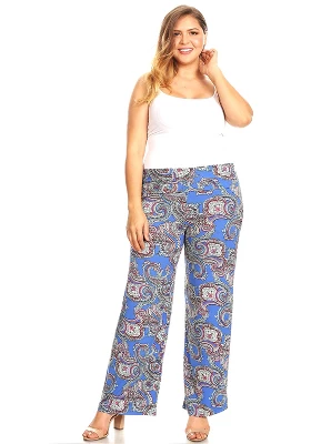 Women's Plus Size Paisley Printed Palazzo Pants - White Mark 11 Women's Plus Size Paisley Printed Palazzo Pants - White Mark - Image 10